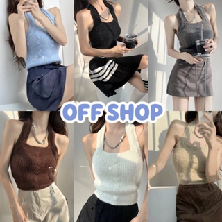 OFF SHOP พร้อมส่ง (OFF-1598New)  เสื้อคล้องคอไหมพรมขนมุ้งมิ้ง เว้าหลังเล็กใส่สบายมาก มี6สี