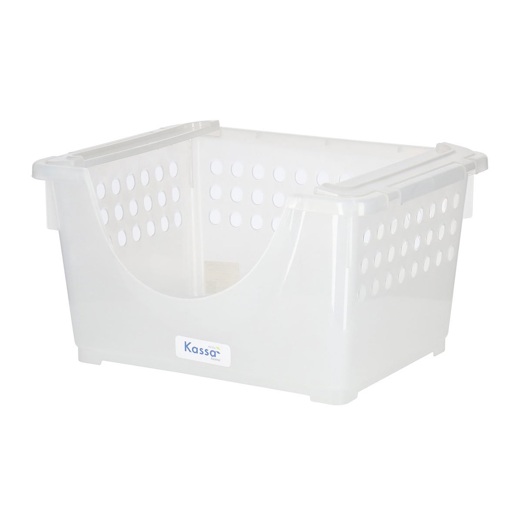 ตะกร้าเอนกประสงค์ทรงเหลี่ยมซ้อนได้ Circle KASSA HOME รุ่น STW - Stack ขนาด 42 x 33 x 23 ซม. สีขาว