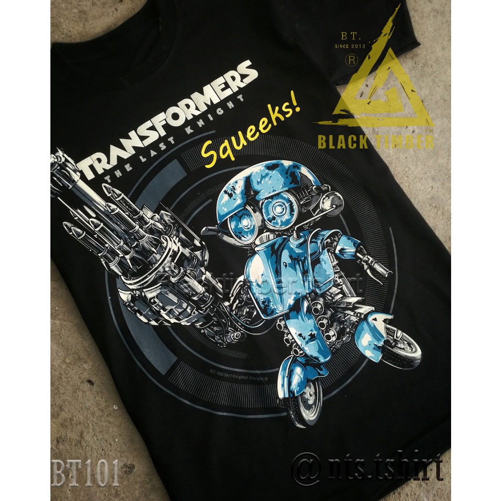 BT 101 Transformers Squeeks Robot เสื้อยืด สีดำ BT Black Timber T-Shirt ผ้าคอตตอน สกรีนลายแน่น S M L