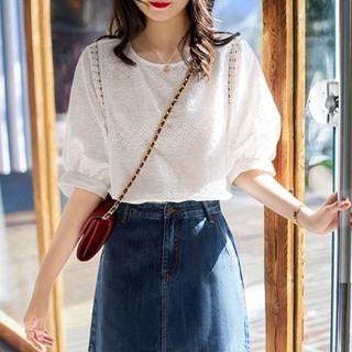 เสื้อเชิ้ตแขนสั้น ปักลาย สไตล์เกาหลี สําหรับผู้หญิง