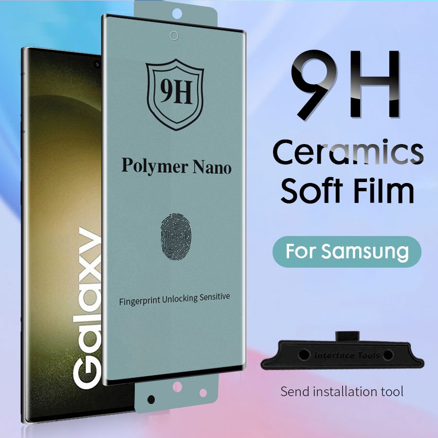 ฟิล์มกันรอยหน้าจอ โพลิเมอร์นาโน PMMA PET 9H สําหรับ Samsung Galaxy S24 S23 Plus S22 S21 S20 Ultra S8 S9 Note 8 9 10 20