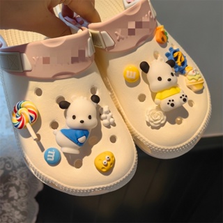 CROCS ชุดอุปกรณ์เสริม รูปการ์ตูนอมยิ้ม โดนัท ไอศกรีม และจิบบิต สําหรับเด็ก