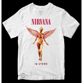เสื้อยืด nirvana สีขาว - IN UTERO / พรีเมี่ยม / nirvana / nevermind / smells like / สีดํา
