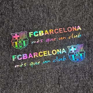 สติกเกอร์สะท้อนแสง ลายฟุตบอล Barcelona Barça Més Que Un Club สําหรับติดตกแต่งกระจกรถยนต์ ประตู หน้าต่าง กันชน รถจักรยานยนต์ 2 ชิ้น