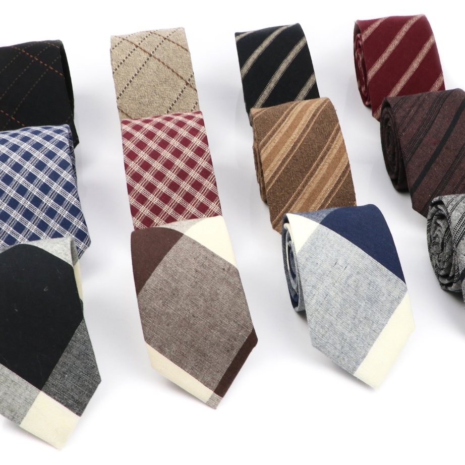 ออกแบบใหม่ผ้าฝ้าย Tie ลายลายสก๊อตเนคไทผู้ชายแฟชั่น Casual Skinny เนคไทงานแต่งงานชุด Tie Cravat 7 ซม.ความกว้าง