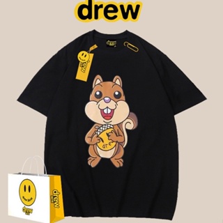 drew Smiley Face Short-Sleeved T-Shirt Men Loose Summer Couple Wear Women ins Street Sports Leisure_01