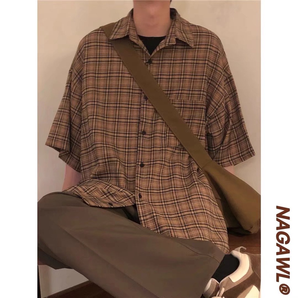 เสื้อเชิ้ตแขนสั้นลําลอง ทรงหลวม สไตล์ญี่ปุ่น ฮาราจูกุ แฟชั่นฤดูใบไม้ผลิ และฤดูร้อน สําหรับผู้ชาย