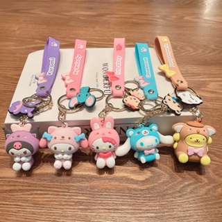 พวงกุญแจ จี้การ์ตูน Sanrio Melody Kuromi Hello Kitty Cinnamoroll สําหรับกระเป๋านักเรียน กระเป๋าเป้สะพายหลัง