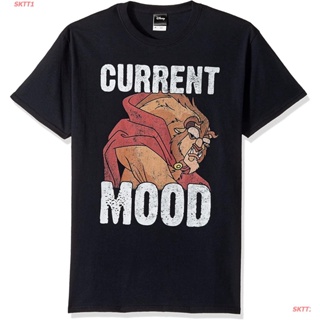 เสื้อยืดผ้าฝ้ายเสื้อยืดลำลอง Disney Mens Beauty And The Beast Current Mood Graphic T-Shirt Short sleeve T-shirtsS-_01