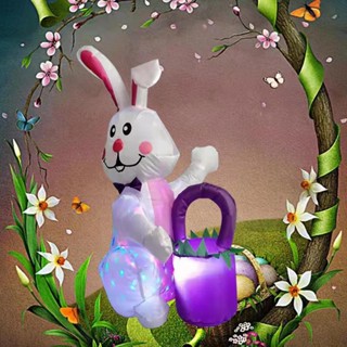 [New product in stock] Easter Bunny Air model 1.1 m inflatable cute rabbit rotating colored lights courtyard decoration quality assurance YXDS