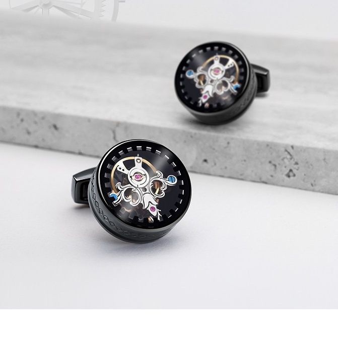TC1203❤️กระดุมข้อมือสูท❤️High-End เพชรเคลือบ Tie คลิป Cufflinks ชุด/แฟชั่นเสื้อฝรั่งเศสชุดชุบทองจริงสีสเปรย์ Cufflinks