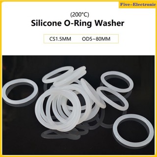 White Silicone O-Ring Washer CS1.5MM  OD5~80MM  Thickness 1.5mm  Rubber Seal Ring Heat-Resistant Food Grade ปะเก็นแหวนยางซีลซิลิโคน กันน้ํา ขนาด สีขาว สําหรับ VMQ