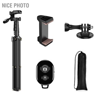  Nice photo 2 in 1 โทรศัพท์มือถือ Selfie Stick ขาตั้งกล้องแบบบูรณาการไร้สายระยะไกล 4 ขั้นขาตั้งสมาร์ทโฟนขาตั้ง