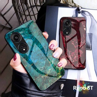 เคสโทรศัพท์มือถือกระจกนิรภัย TPU แบบนิ่ม ลายหินอ่อน หรูหรา สําหรับ OPPO Reno 8T 4G 5G Reno8T