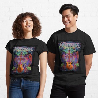 เสื้อยืดผ้าคอตตอน เสื้อยืดผ้าหนา เสื้อยืดแขนสั้น ราคาส่ง ไม่ต้องรีด Santana - Album Cover Classic T-Shirt 8217252703739