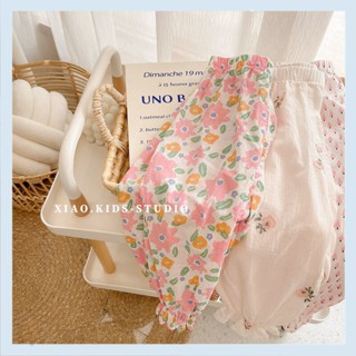 Gentle pink ~ childrens anti-mosquito pants printed girls thin cotton lantern pants girls summer wear pants trendy