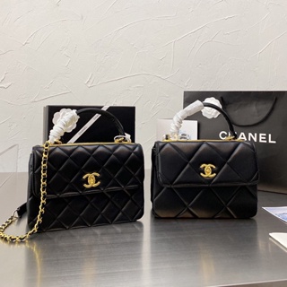 Chanelss (พร้อมกล่อง) ใหม่ กระเป๋าถือลําลอง แต่งสายโซ่คล้อง แฟชั่นสําหรับสตรี