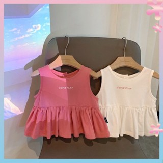 Girls suspenders summer 2022 childrens summer sleeveless top childrens vest girls summer pullover doll shirt