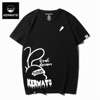 เสื้อยืดแขนสั้น คอกลม ผ้าฝ้าย ทรงหลวม พิมพ์ลายการ์ตูนกระต่าย KERWATS แบบทันสมัย สําหรับผู้ชาย และผู้หญิง