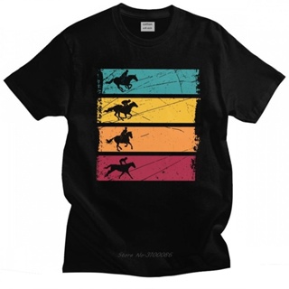 Trendy Mens Vintage Horse Riding Tshirt Short Sleeve Cotton T-Shirt Designer Equestrian Ri_02