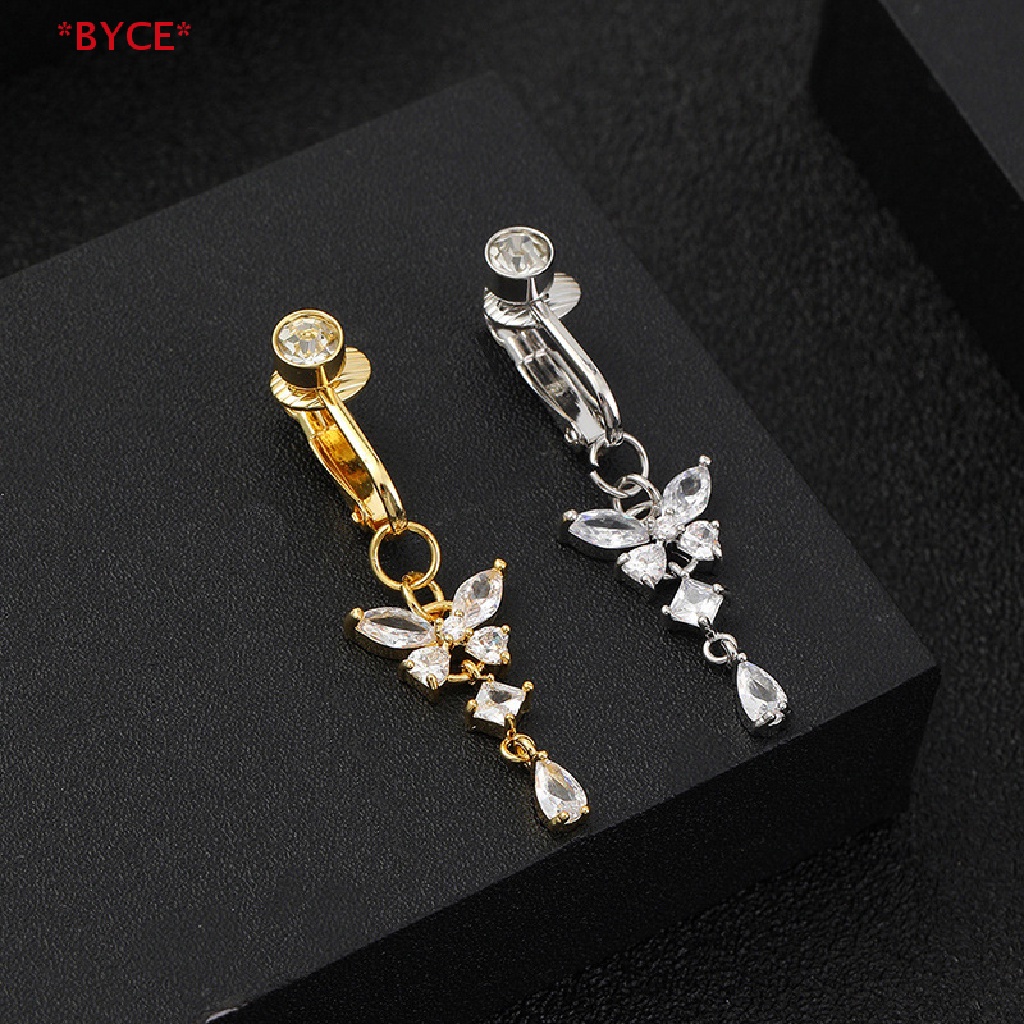 Byce> ใหม่ จิวสะดือปลอม รูปผีเสื้อ แบบคลิปหนีบ เครื่องประดับร่างกาย