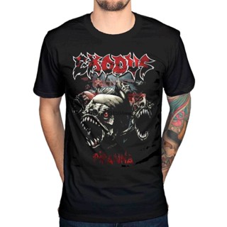 XS-4XL-5XL-6XL big size Slim Official Exodus Piranha Rock Band Blood In Blood Out Goat Demon Horned Mens cotton Sh_01