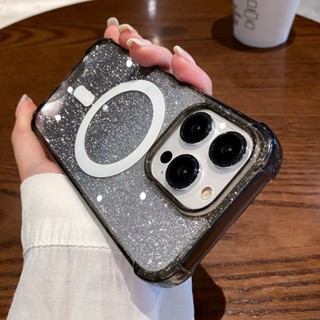 เคสโทรศัพท์มือถือแบบแข็ง ใส กันกระแทก แต่งกลิตเตอร์ ไล่โทนสี หรูหรา สําหรับ iPhone 14 Plus 14 13 12 11 Pro Max 11pro 13 14 promax