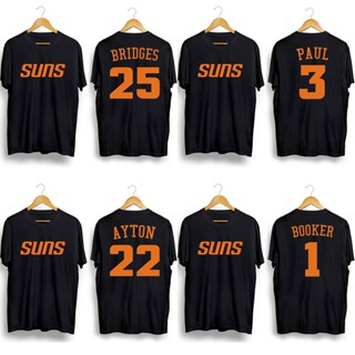 เสื้อยืดคอกลม พิมพ์ลาย NBA Suns Booker Paul Bridges Ayton สีดํา สีขาว สําหรับผู้ชาย และผู้หญิง FCG5