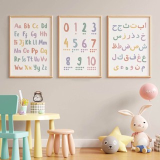 โปสเตอร์ผ้าใบ ABC 123 Preschooler สีมาการอง เสริมการเรียนรู้เด็กวัยหัดเดิน ตกแต่งผนังห้องเด็ก