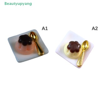 [Beautyupyang] โมเดลอาหารพุดดิ้ง ผลไม้จิ๋ว 1:12 พร้อมช้อน สําหรับตกแต่งบ้านตุ๊กตา 1 ชุด