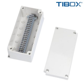 TIBOX TJ-20P-M กล่องพลาสติก พร้อมเทอร์มินอลบล็อก (Plastic Terminal Block Box IP66) 20Pole 10A Size : 223x100x75 mm.