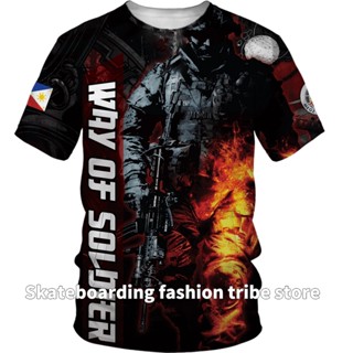 เสื้อยืดแขนสั้น พิมพ์ลาย SWAT TACTICAL 3 มิติ ระบายอากาศได้ดี แฟชั่นฤดูร้อน