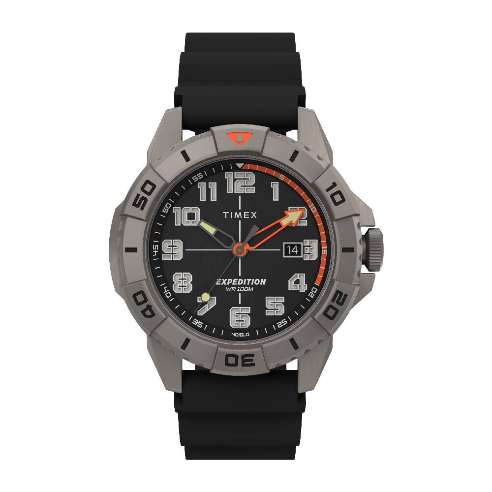 Timex TW2V40600 EXPEDITION NORTH RIDGE นาฬิกาข้อมือผู้ชาย สายซิลิโคน สีดำ หน้าปัด 42 มม.