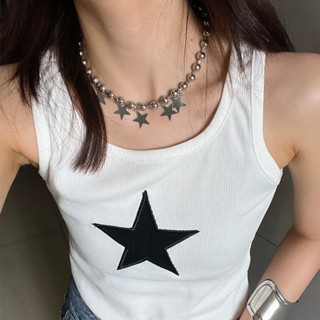 ※NZJR※Fashion Women Jewelry Alloy Y2k Sweet and Cool Style Big Round Bead Five-pointed Star Five-star Necklace