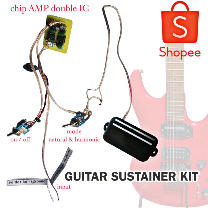 กีตาร์ sustainer pickup kit กีตาร์ tone sustainizing เครื่องมือ 2 โหมดธรรมชาติ harmonica สําหรับ Iba