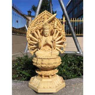 รูปปั้นพระพุทธรูปไม้แกะสลัก Zhunti Bodhisattva สําหรับตกแต่งบ้าน