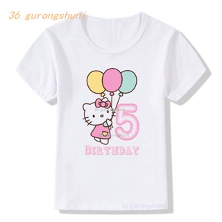 เสื้อยืดแขนสั้น พิมพ์ลายการ์ตูนแมว hello kitty น่ารัก แฟชั่นฤดูร้อน สําหรับเด็กผู้ชาย ผู้หญิง อายุ 3 4 5 6 7 8 9 ปี