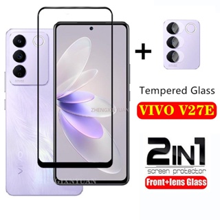 2in1 ฟิล์มกระจกนิรภัยกันรอยหน้าจอ แบบเต็มจอ สําหรับ VIVO V27E VIVOV27E V27 E