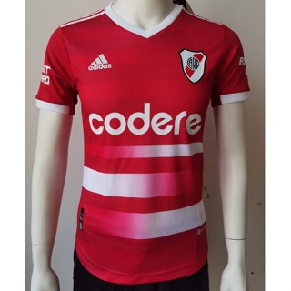 เสื้อกีฬาแขนสั้น ลายทีมชาติฟุตบอล River Plate Away สีแดง สําหรับผู้ชาย 2023 24