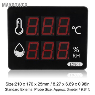 Maxpower เทอร์โมมิเตอร์ ไฮโกรมิเตอร์ วัดอุณหภูมิ ความชื้น LED Digital Display US Plug 100‑240V