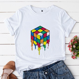 Women Rubik Cube T shirt Summer Casual Short Sleeve Tops Shirt Female Creative Print Aesthetic Shirt_02