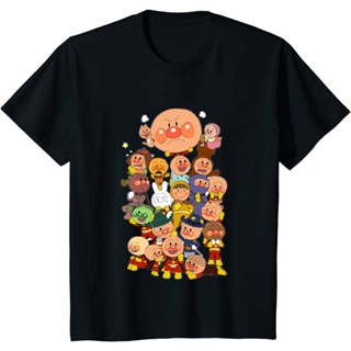 Japanese Classic Animation Anpanman Pattern Print Mens Pure Cotton Round Neck Short Sleeve T-Shirt_02