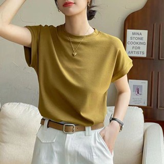 พร้อมส่ง เสื้อยืดแขนตุ๊กตา ทรงหลวม สีพื้น เข้ากับทุกการแต่งกาย แฟชั่นฤดูใบไม้ผลิ และฤดูร้อน สําหรับผู้หญิง