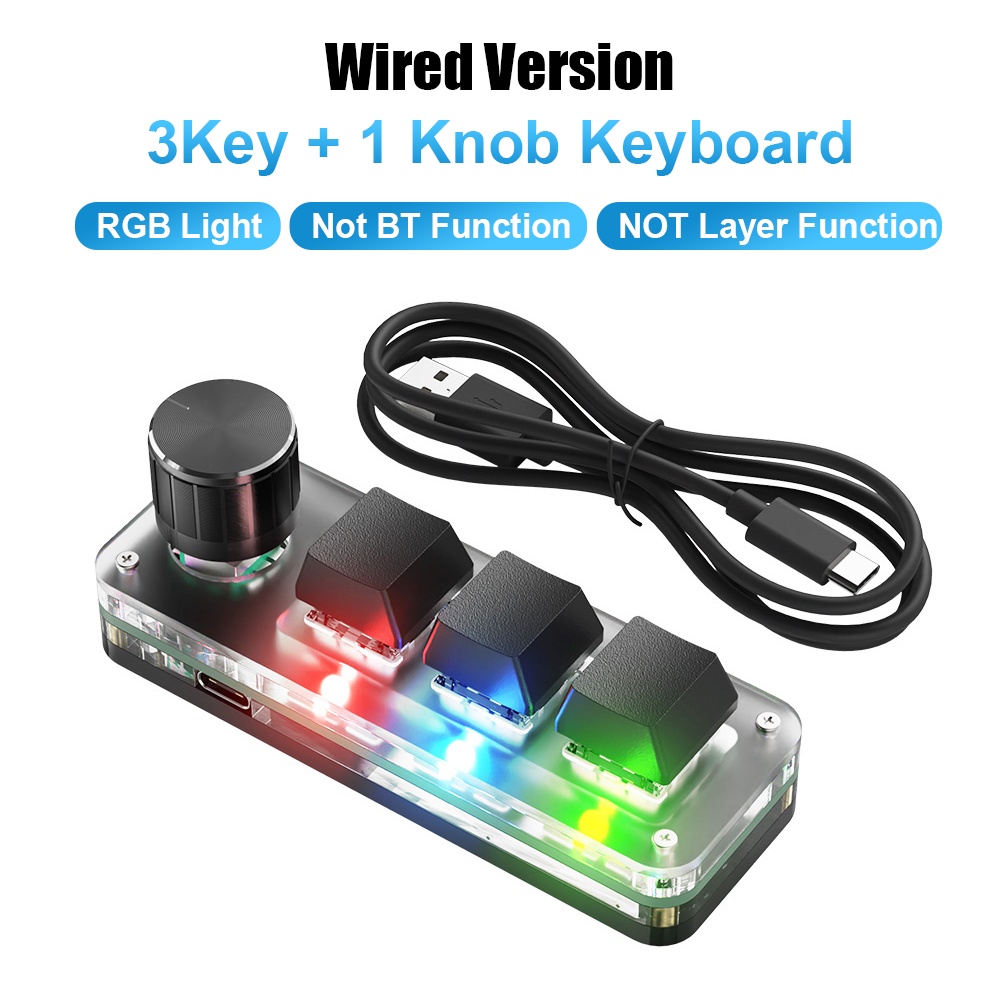 ปุ่มกดคีย์บอร์ด มาโคร RGB 3 คีย์ ขนาดเล็ก สําหรับเล่นเกม