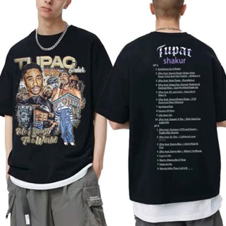 oversize T-shirt เสื้อยืดลําลอง แขนสั้น พิมพ์ลายกราฟฟิค Rap Tupac 2Pac Shakur All Eyez on Me Album Lyric โอเวอร์ไซซ์ สไต