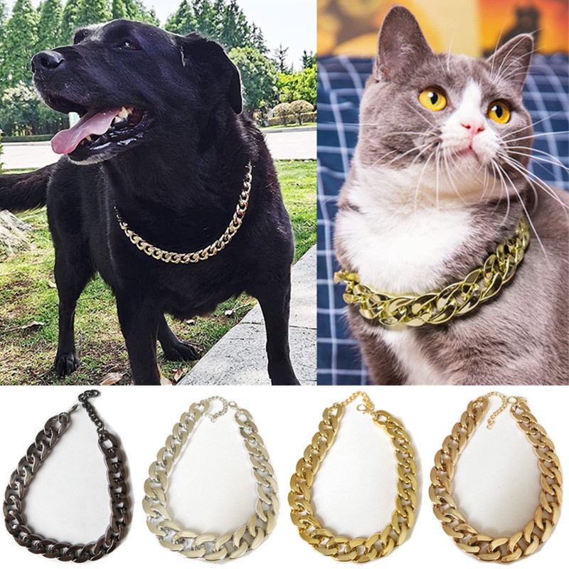 ปลอกคอพลาสติก แบบหนา ขนาดเล็ก สามารถปรับได้ สีทอง สําหรับฝึกสุนัข