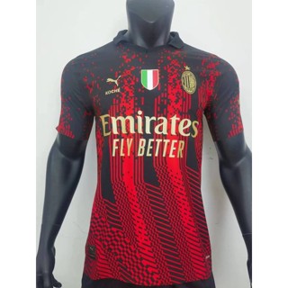 [Player Version] 2324 ใหม่ เสื้อยืดลําลอง แขนสั้น พิมพ์ลาย AC Milan เหมาะกับการเล่นกีฬา