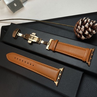 สายนาฬิกาข้อมือหนังแท้ สําหรับ @-pple watch band 44 มม. 40 มม. 45 มม. 41 มม. 49 มม. 42 มม. 38 มม. 45 มม. iwatch series 3 4 5 6 se 7 8 ultra strap