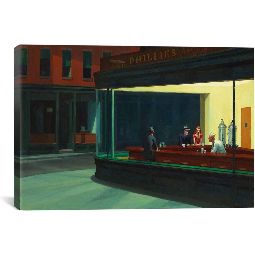 Nighthawks Canvas Print โดย Edward Hopper byInch Inch Deep