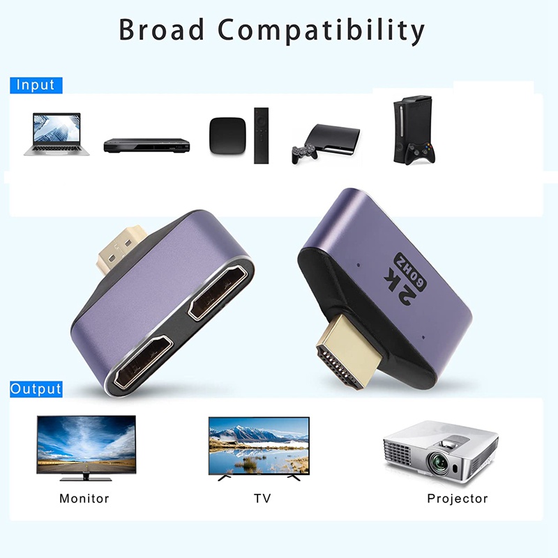 อะแดปเตอร์แยก HDMI เข้า 1 ออก 2 2K @ 60Hz 2 in 1 จอแสดงผล HD พร้อมไฟ LED - รูปที่ 5